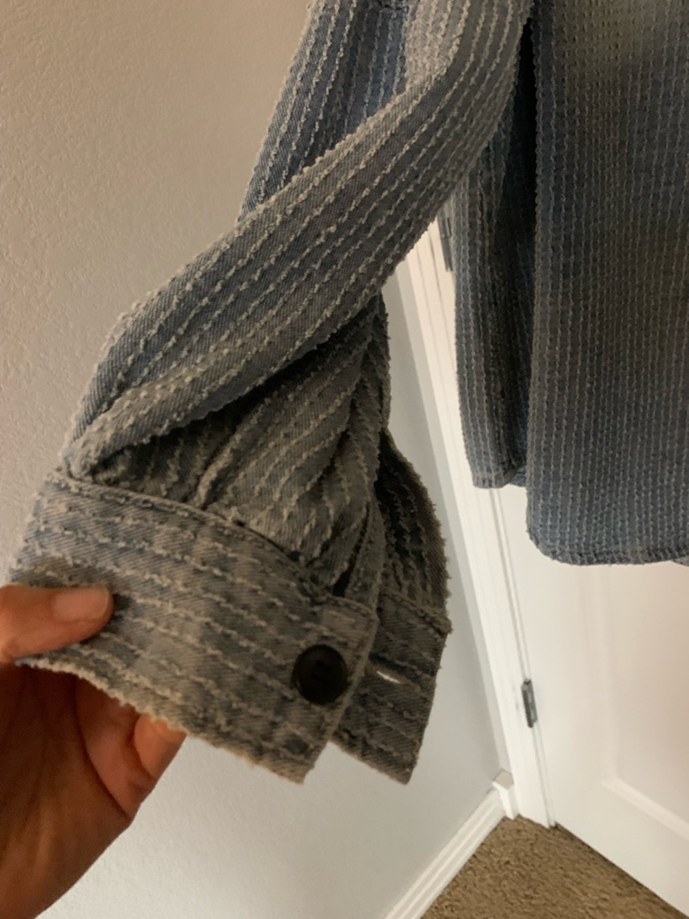 Blue Washed Ribbed Pullover Shirt - Picture 3 of 8